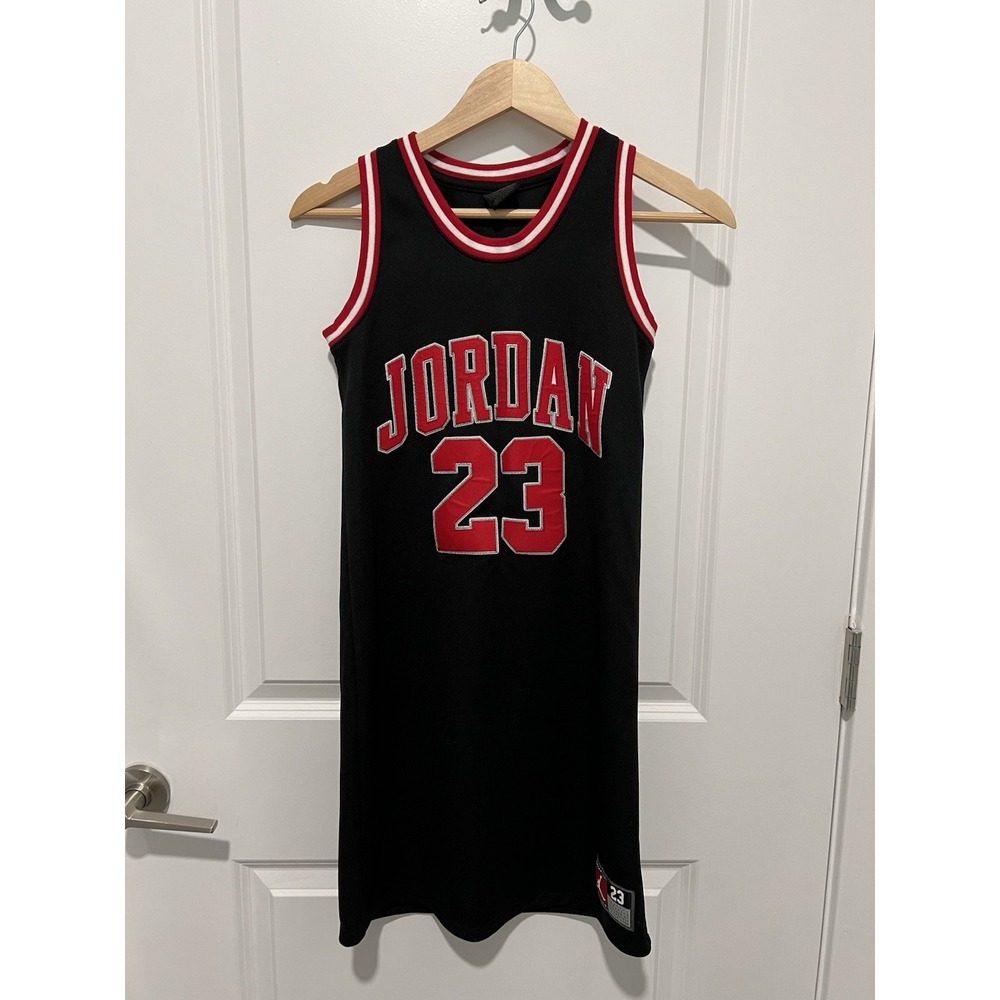 Jordan Flight 23 Black Stitched Basketball Jersey Dress Girls L 12-13 $45